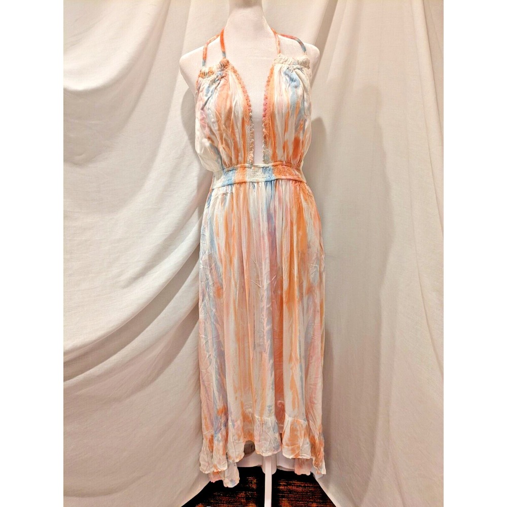 NWT BOHOME Collection Strappy Tank Dress SZ: L Sherbert Tie Dye Boho Chic Womens